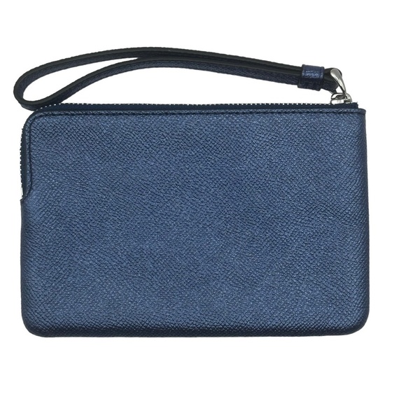 COACH Metallic Blue Corner Zip Wristlet NWOT - Picture 3 of 4